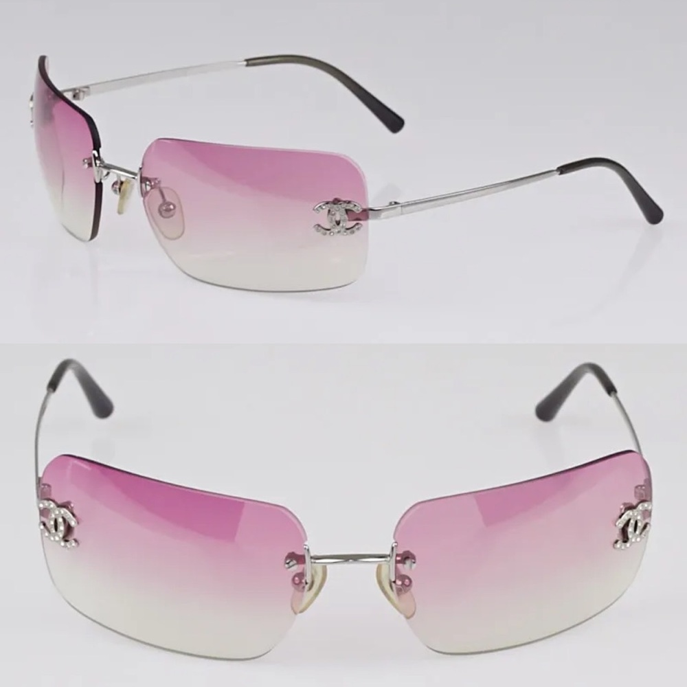 Like New💕CHANEL PERFECT CONDITION SWAROVSKI CRYSTAL VINTAGE SUNGLASSES - Picture 3 of 15